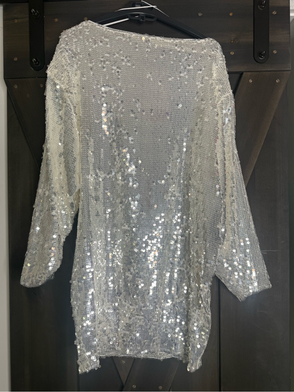 Zara Silver Sequin Long Sleeve Dress